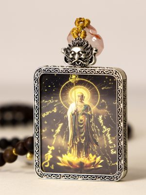 Chinese Mythology-God of Wealth/Hand-painted-Round Card/Diameter 4 cm/Titanium Alloy Material