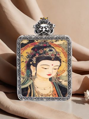 Chinese Mythology-God of Wealth/Hand-painted-Round Card/Diameter 4 cm/Titanium Alloy Material
